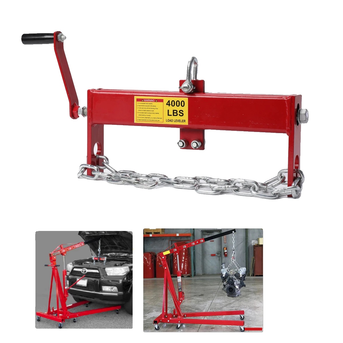 Motorlastenheber, Stahlkonstruktion, Tragfähigkeit 2 Tonnen, Abmessungen 53 × 20 × 5 Cm, Kompatibel Mit Motorhebern, Enthält 2 Stützketten
