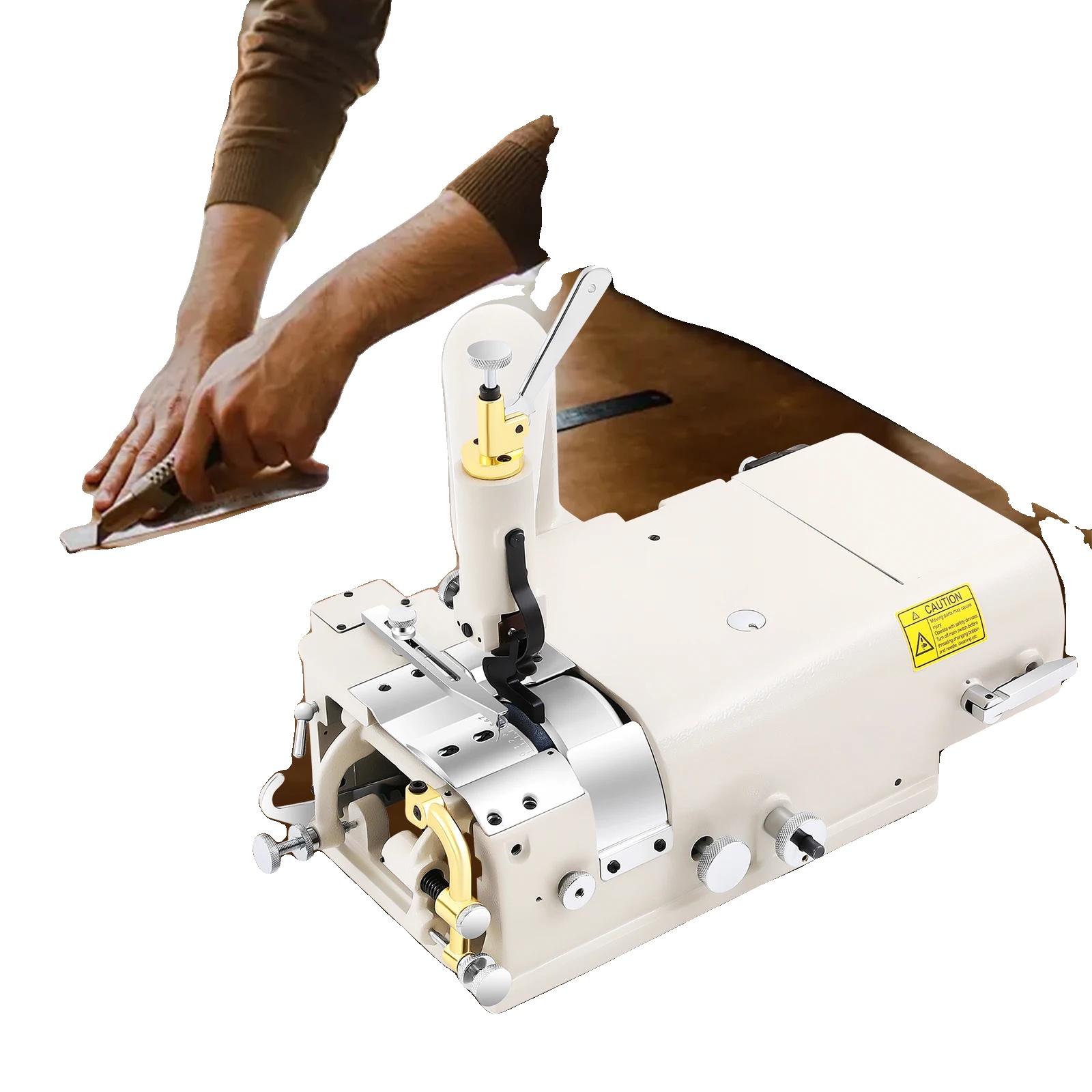 Leder-schneidemaschine, Gusseisenmaterial, Gesamtabmessungen 62 X 42 X 42 Cm, Maximale Schaufelbreite 40 Mm, Pressfußgrößen 40/25/15 Mm, Gewicht 41 Kg