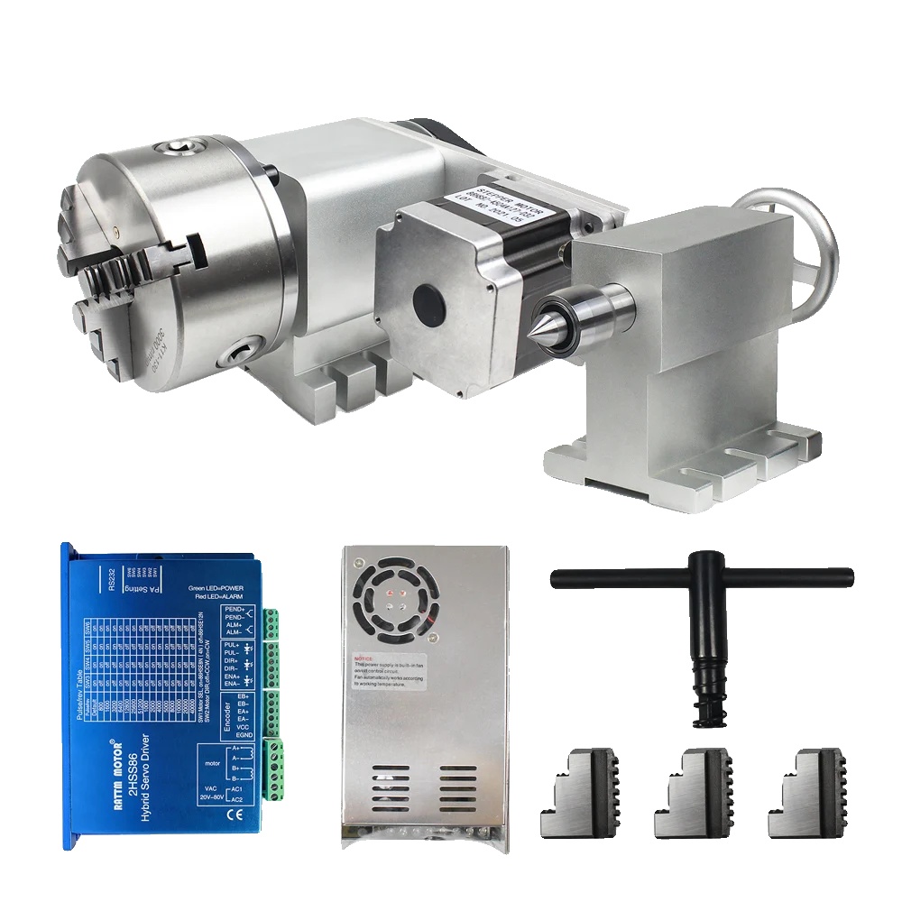 Cnc-drehachse, 3-futter, Geschlossener Regelkreis Servomotor, Mit Netzteil