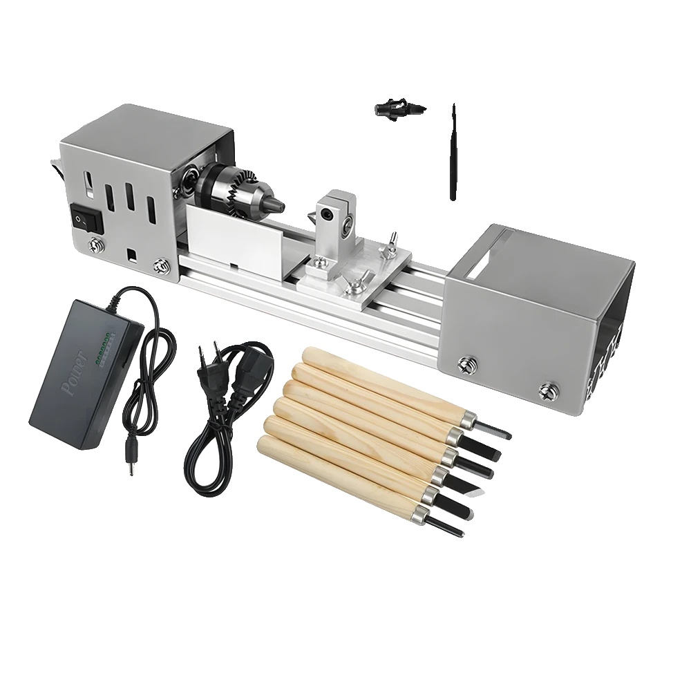 Mini Holz-drehmaschine, 320 X 60 X 70 Mm, 96w Leistung, 2000-8000 U/min Geschwindigkeitsbereich, Aluminiumlegierungsbasis, 7-stufen
