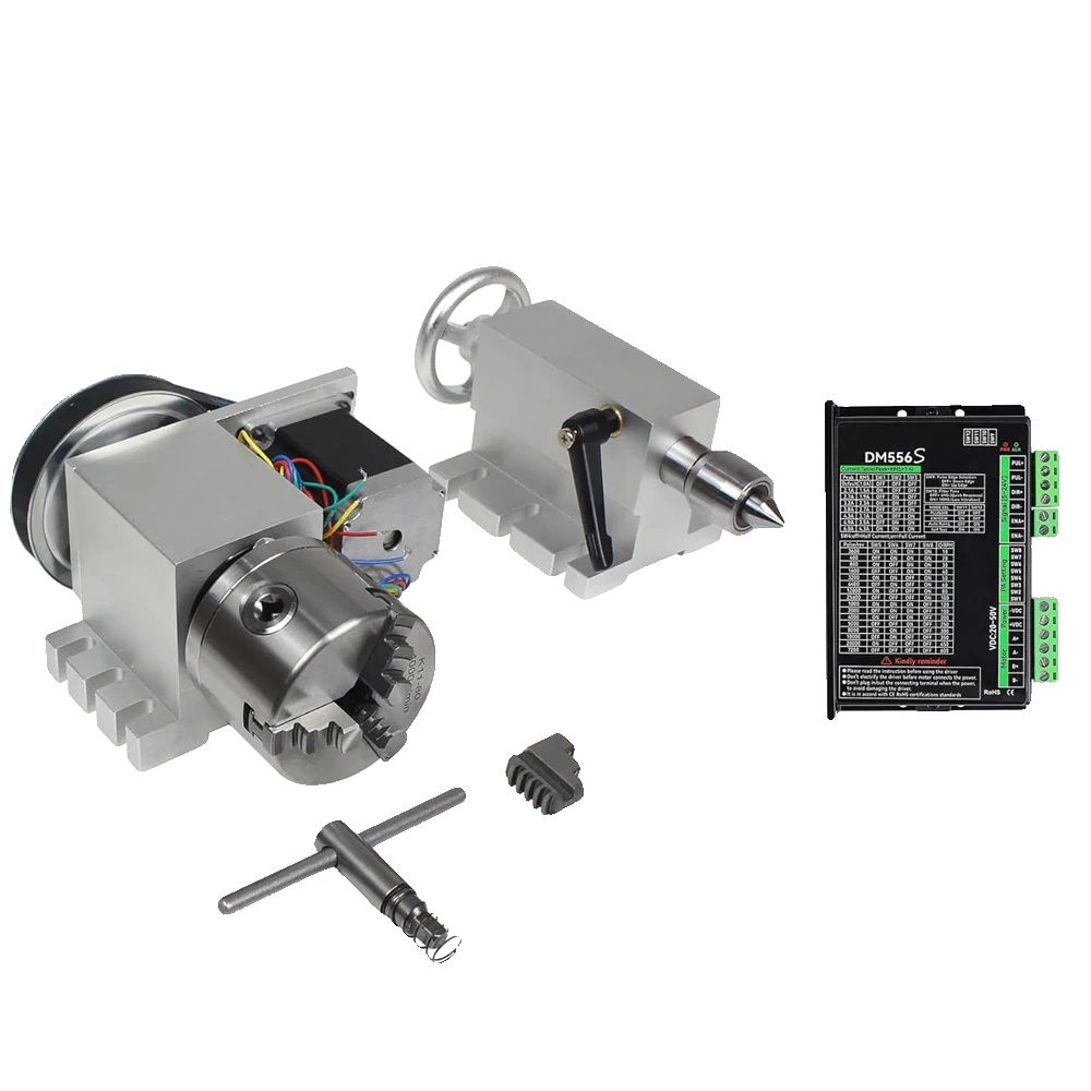 Cnc-drehteiltisch, 3-backenfutter, Spitzenlager 65 Mm, Nema23-schrittmotor, Füge Dm556s Hinzu