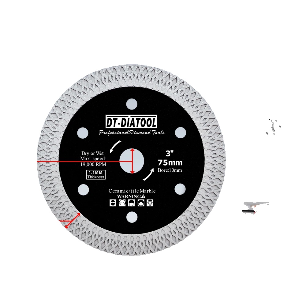 Fliesenschneidscheibe, Turbo-randsegment, 5-teiliges Set, 75mm, 5stk