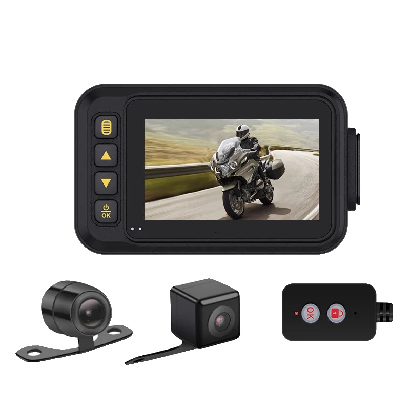 Motorrad-dashcam, 720p Hd-auflösung, Duale Front- Und Rückkameras, 120° Sichtwinkel, 3,0 Zoll Display, Kabel-fernbedienung