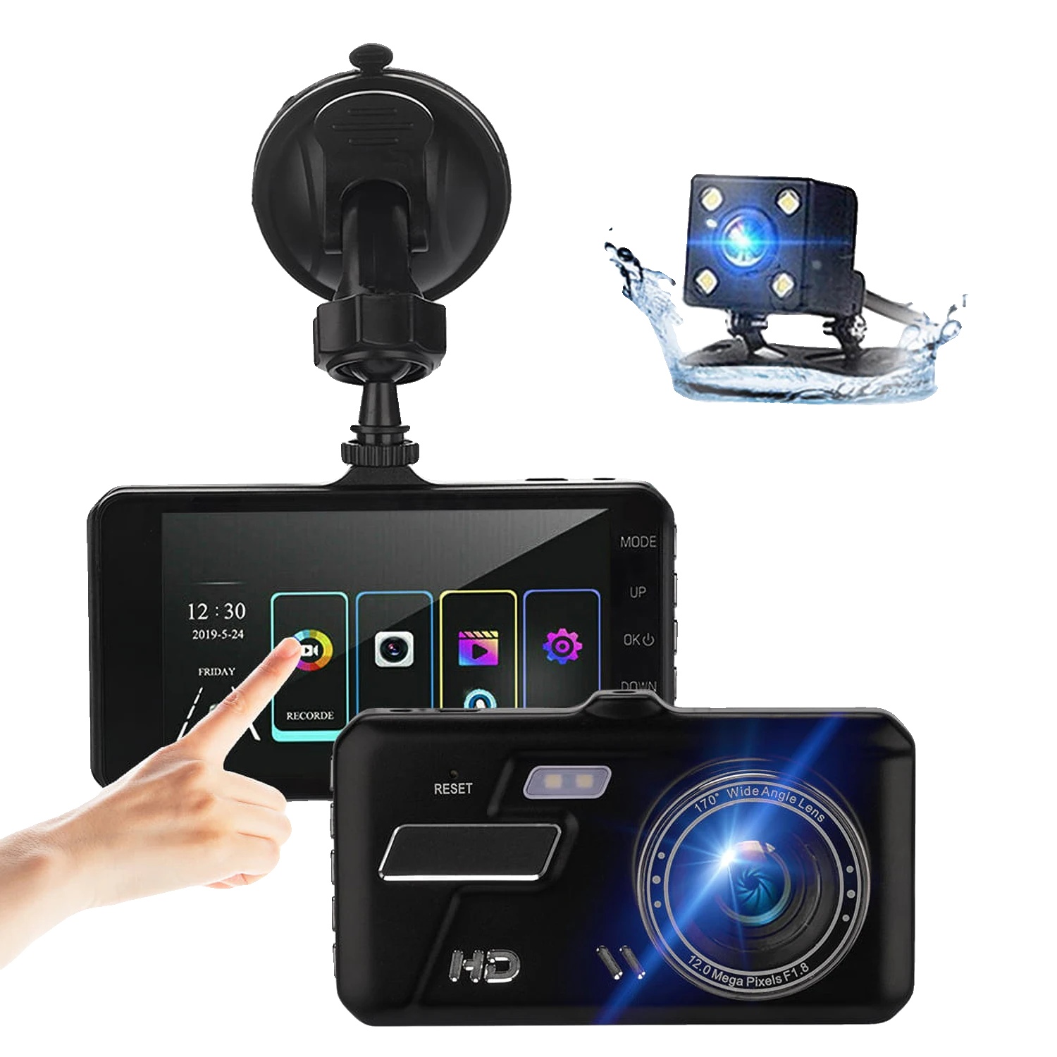 Dashcam, Duale Aufnahme, Touchscreen-display, A-jiluyi-bk, 32g