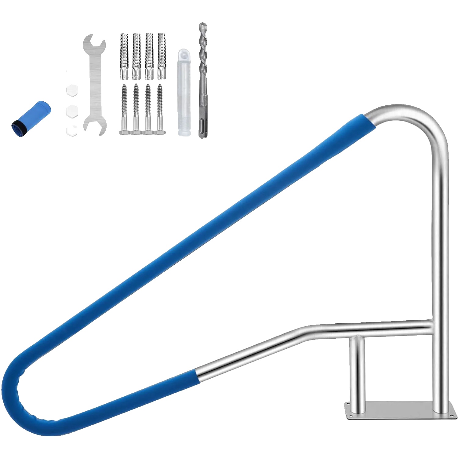Poolhandlauf, 54"x36", 304 Edelstahl, 375 Lbs Tragfähigkeit, Rutschfeste Griffabdeckung, Kompatibel Für Eingelassene Pools