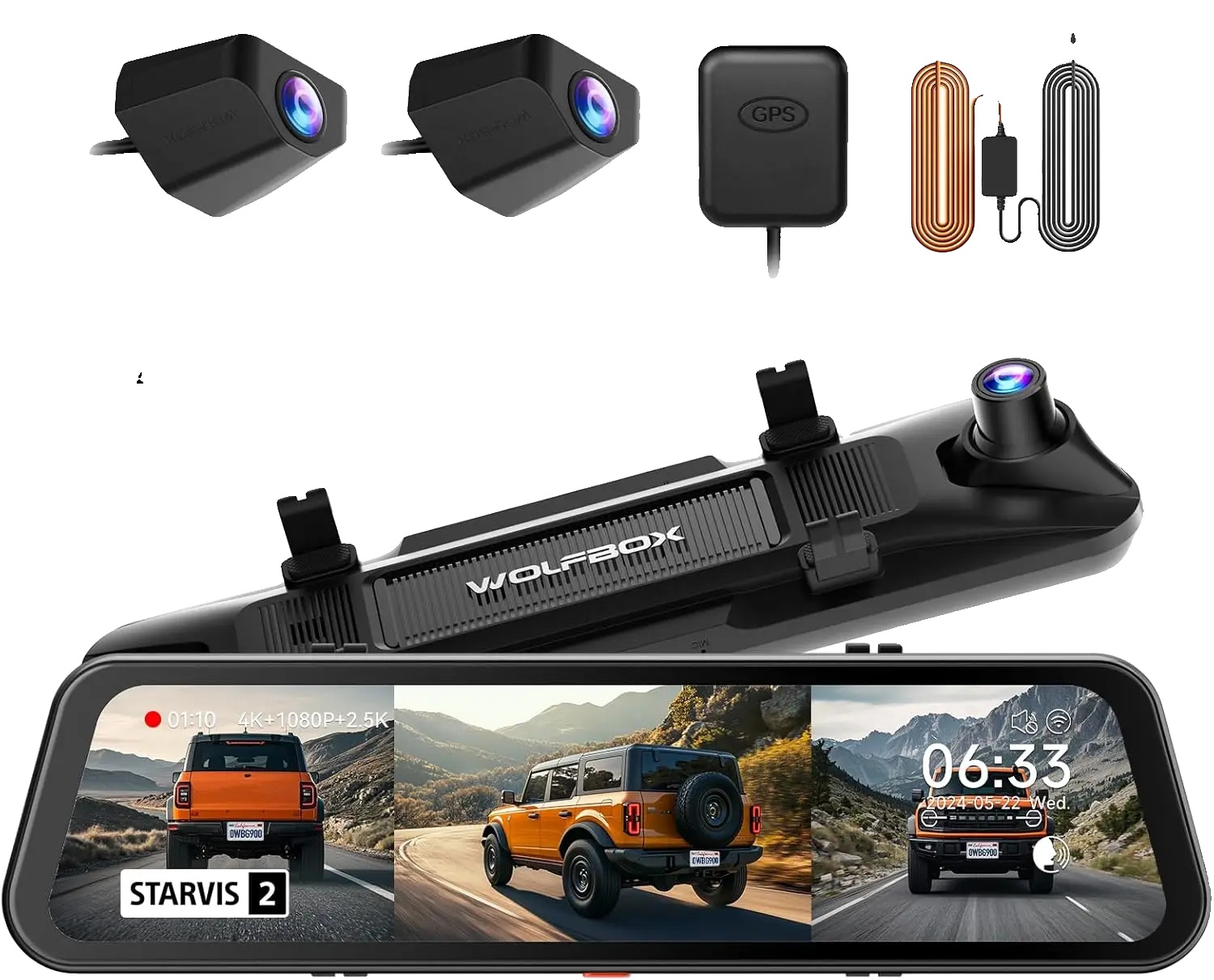 Dashcam, 4k Auflösung, Multi-linsen-system, Mit Hardwire-kit, Kostenlos 256g Tf