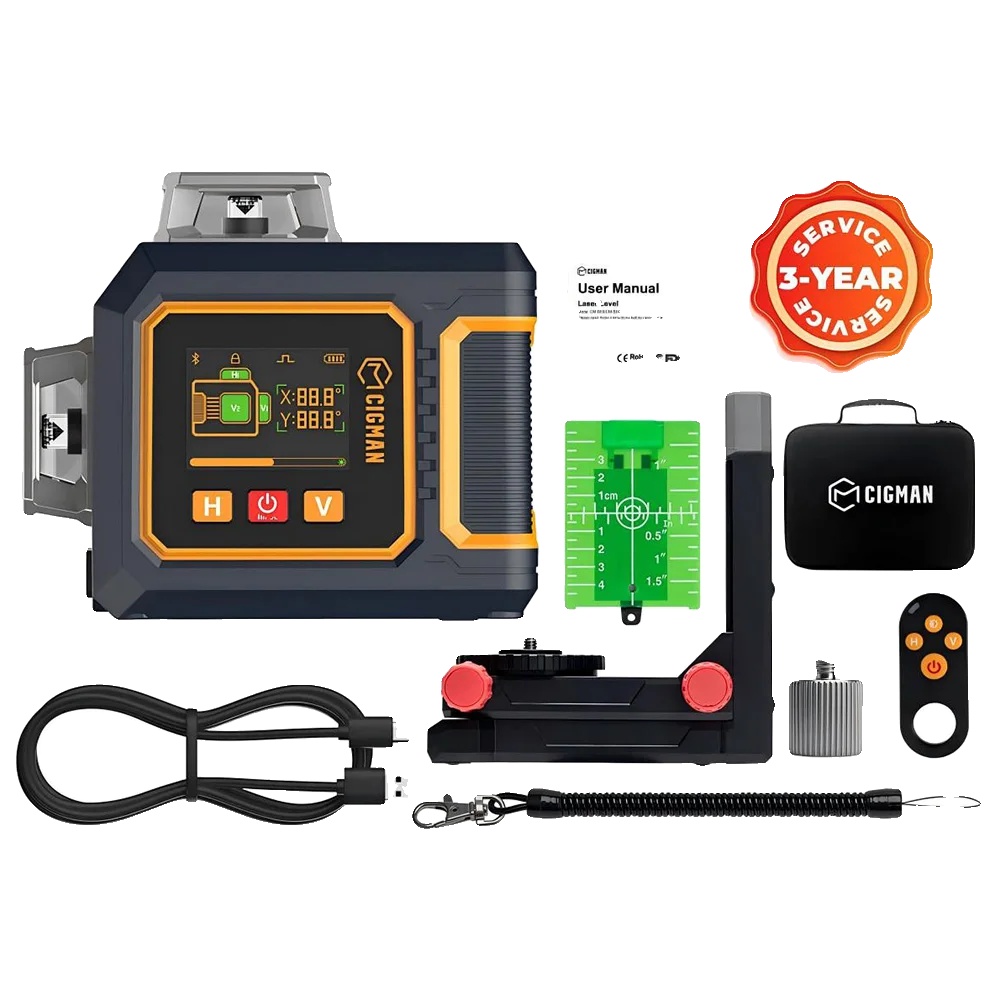 Laser-niveau, 3×360° Grüner Strahl, Lcd-display, Cm-s03