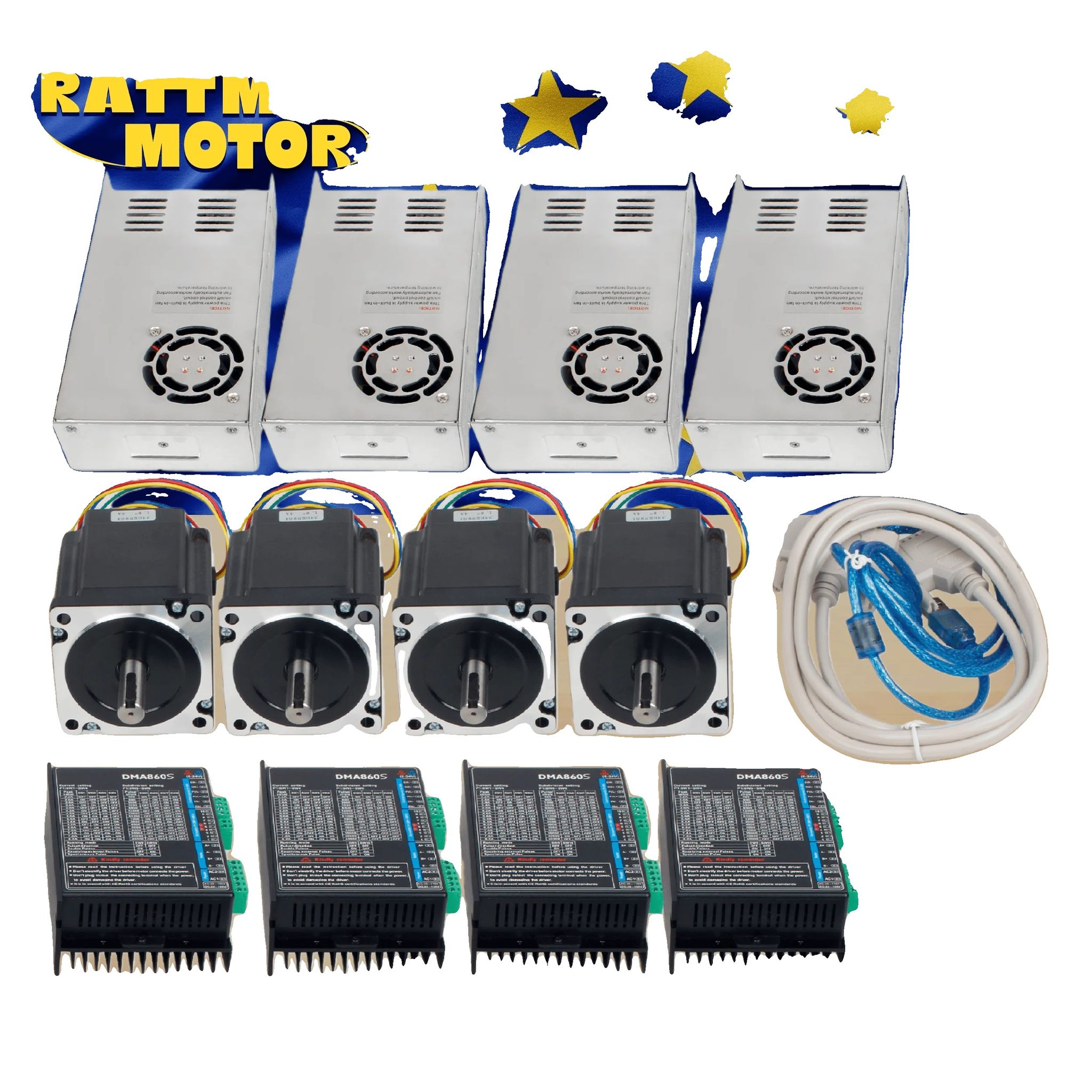 Cnc Steuerungskit, 4 Achsen, Nema34 Schrittmotor, 400w 48v Netzteil, Dc 18-160v Treiber, 34hs9801 Motor