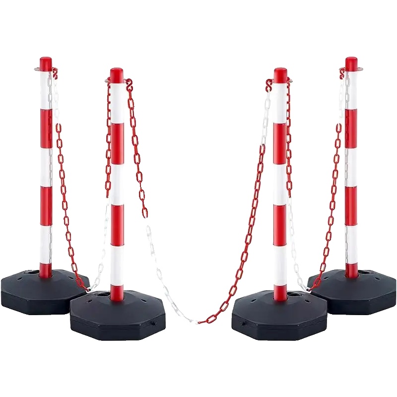 Verkehrszeichenmast, Füllbarer Sockel, Höhenverstellbar, 4pcs