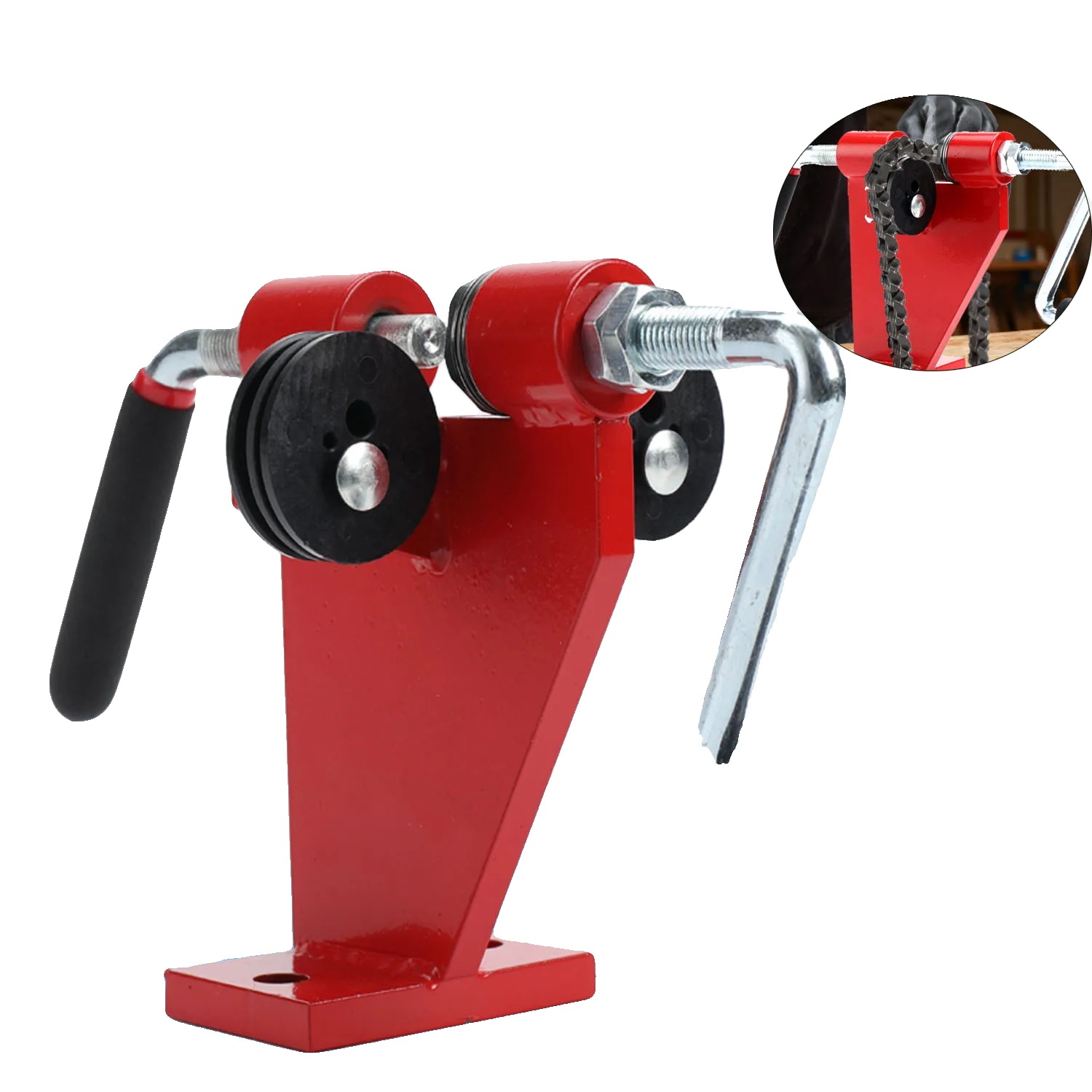 Kettensäge Kettenspinner, Langlebige Metallkonstruktion, Bankmontiertes Design, Ergonomischer Griff, Effiziente Nietleistung, Ideal Für Professionelle