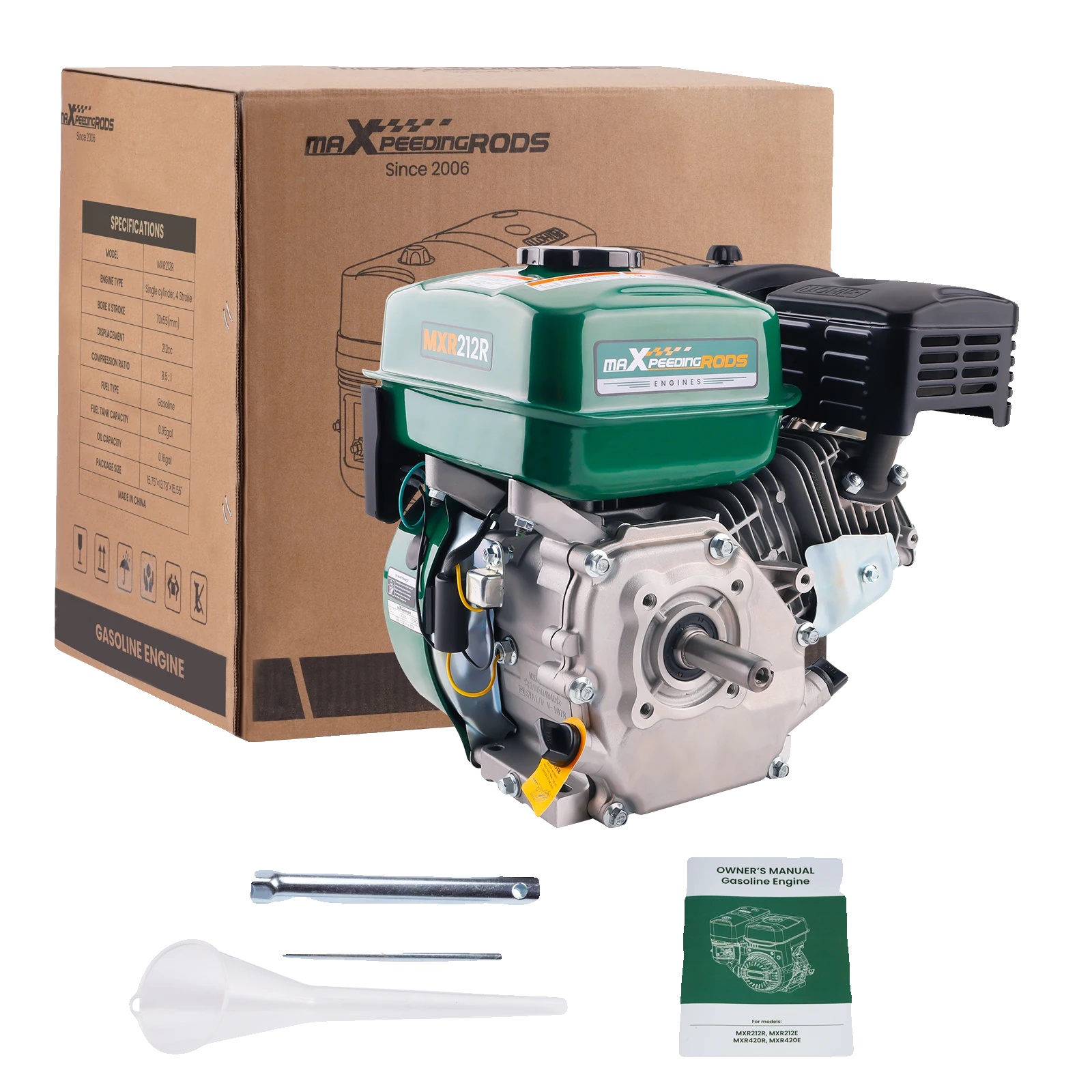 Motor, 7 Ps Leistung, 212cc Motorinhalt, Einzylinderkonfiguration, 4-takt, Aluminium-material