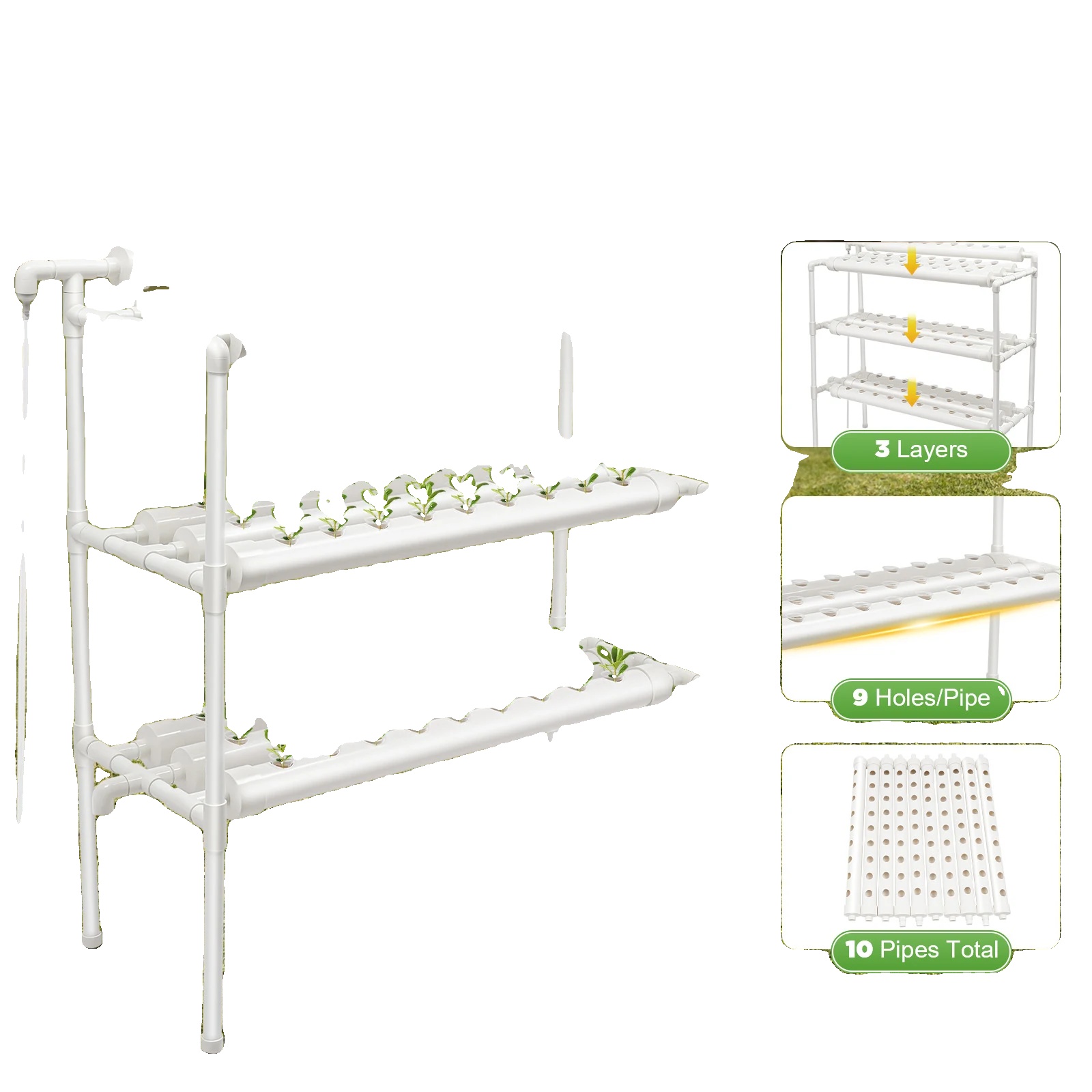 Hydroponisches Anbausystem, 90 Pflanzenstandorte, Langlebige Pvc-konstruktion, Innen- Und Außenanwendung