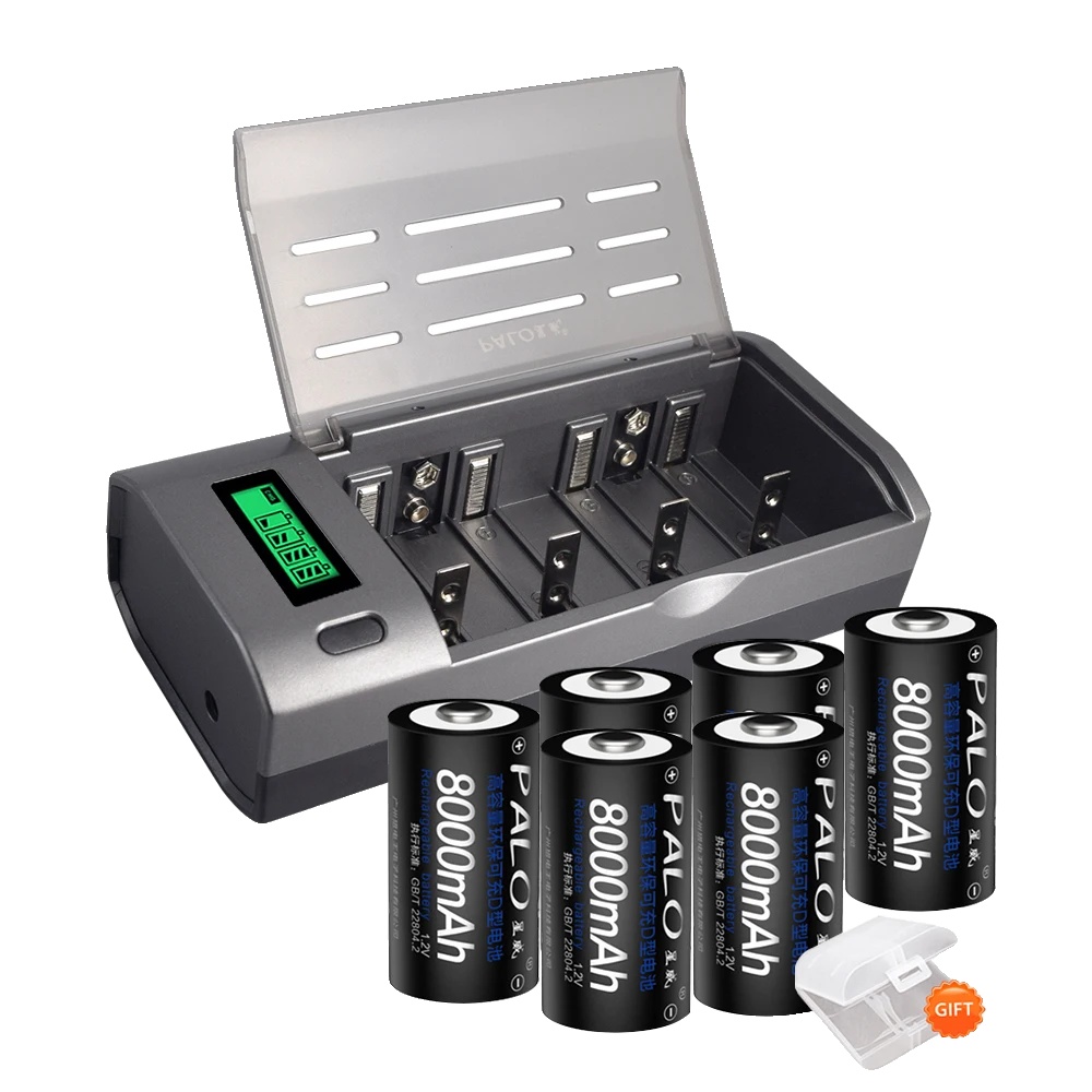 Wiederaufladbares Batterien-set, Hohe Kapazität 8000mah, Intelligentes Ladegerät Enthalten, 6 Batterien 1 Ladegerät