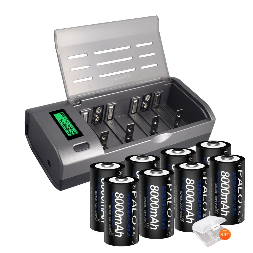 Wiederaufladbares Batterien-set, Hohe Kapazität 8000mah, Intelligentes Ladegerät Enthalten, 8 Batterien 1 Ladegerät