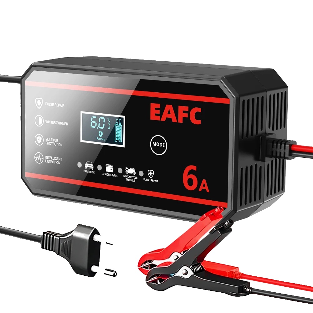 Batterieladegerät, Smart Pulse Reparatur, Lcd-display, 12v 6a