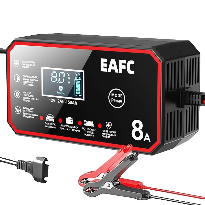 Batterieladegerät, Smart Pulse Reparatur, Lcd-display, 12v 8a