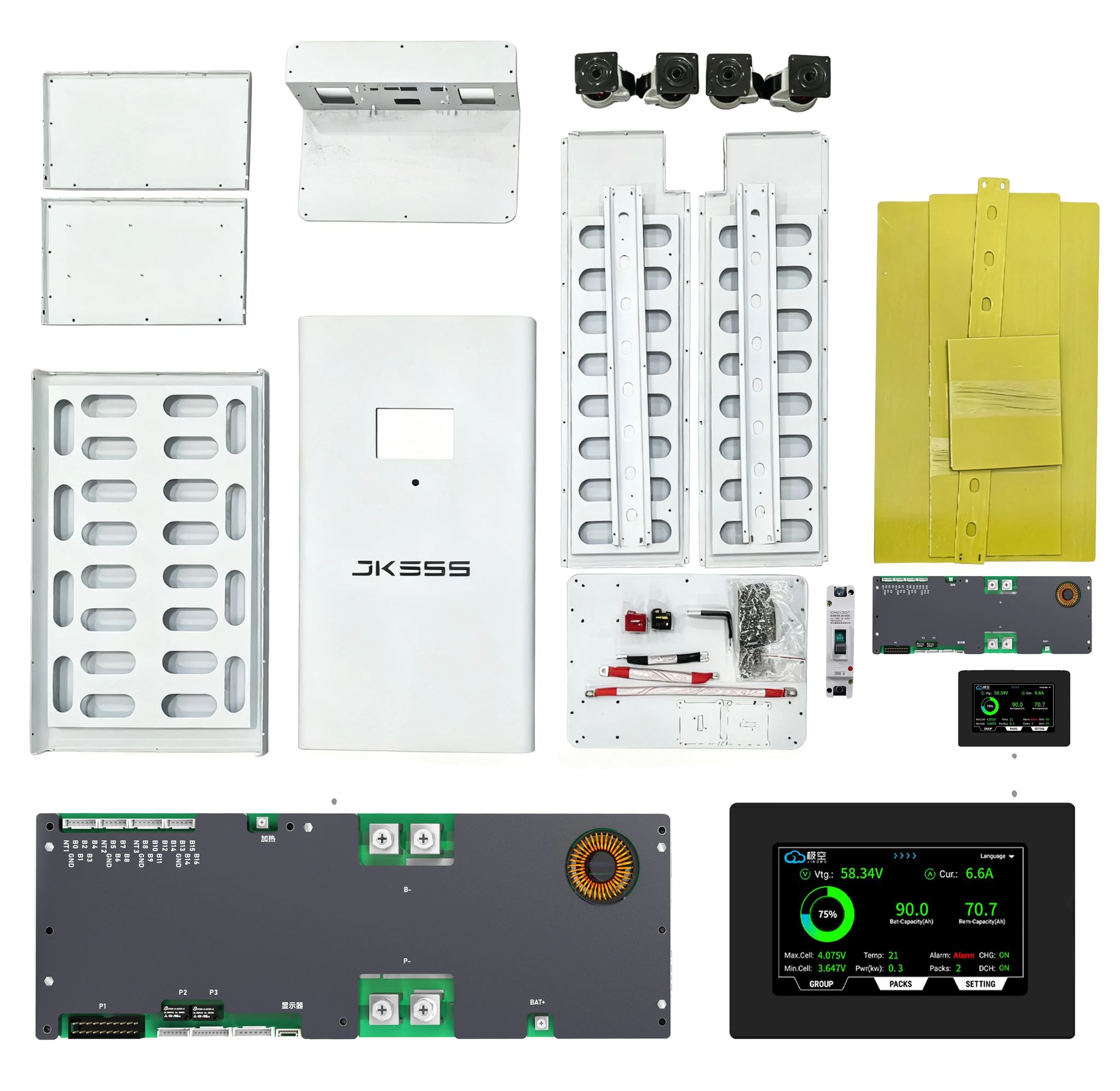 Diy-heimspeicherkit, Lifepo4-batterie, Bms Und Lcd Enthalten, Leere Box Und Lcd Bms