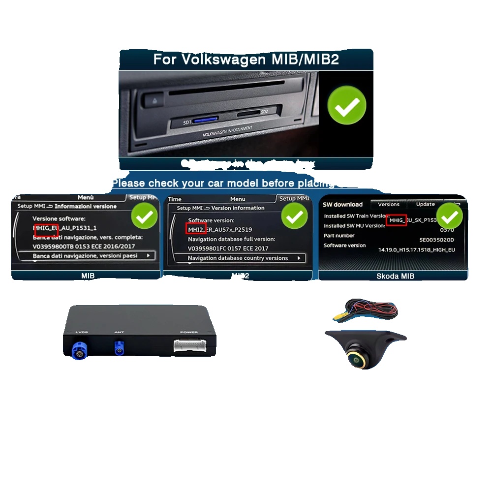 Drahtlose Auto-konnektivität, Smartphone-integration, Einfache Installation, Für Vw Skoda Seat Mib Mib2 + Kamera