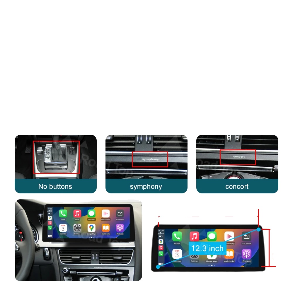 Auto-multimedia-bildschirm, Kabelloses Carplay, Android Auto, 12.3 Lhd Auto Kein Gps