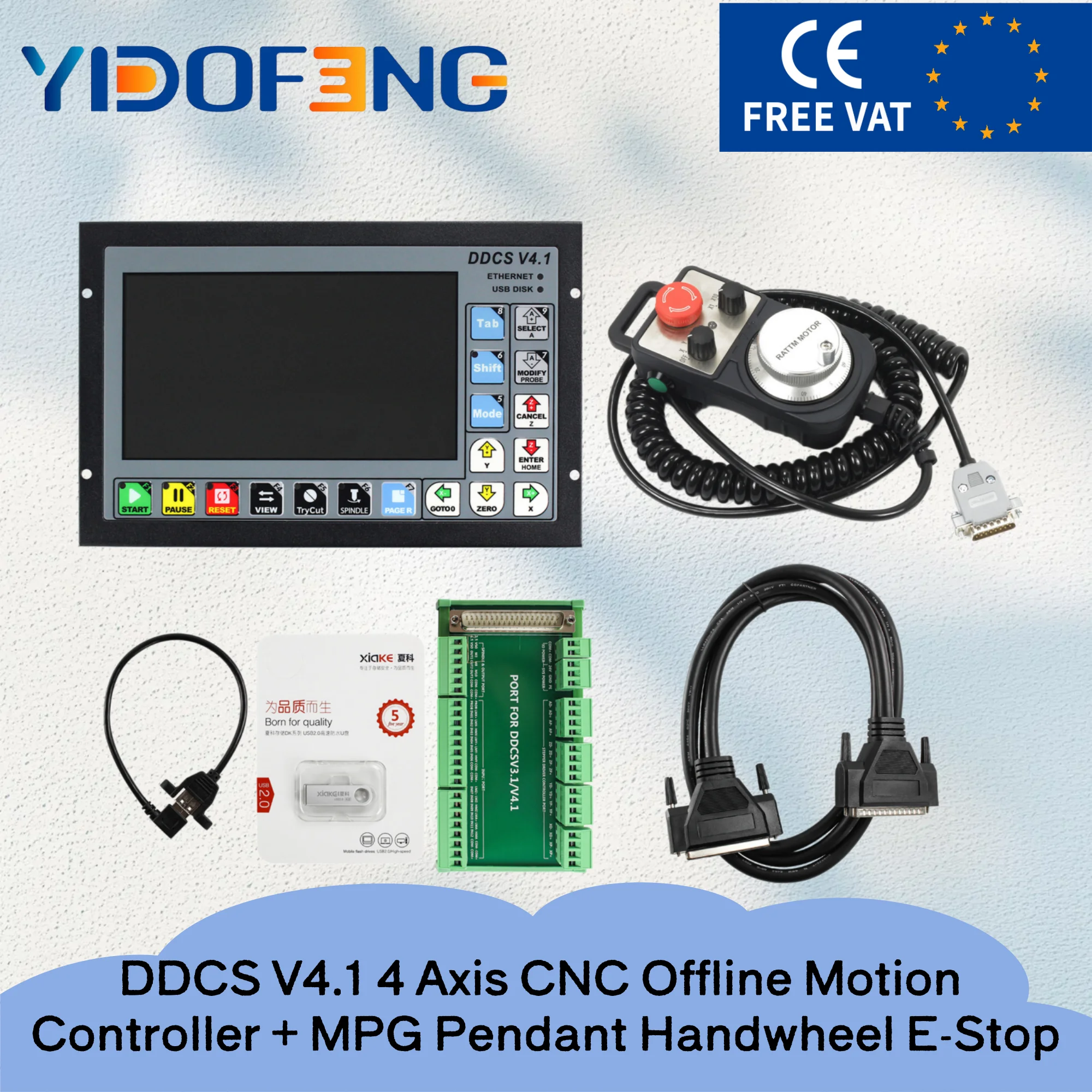 Cnc Offline-controller, 4-achsen-kompatibilität, 500 Khz Frequenz, 18-24 Vdc Eingangs-spannung, 0-10 V Leistungs-ausgang, 7 Zoll Tft-bildschirm