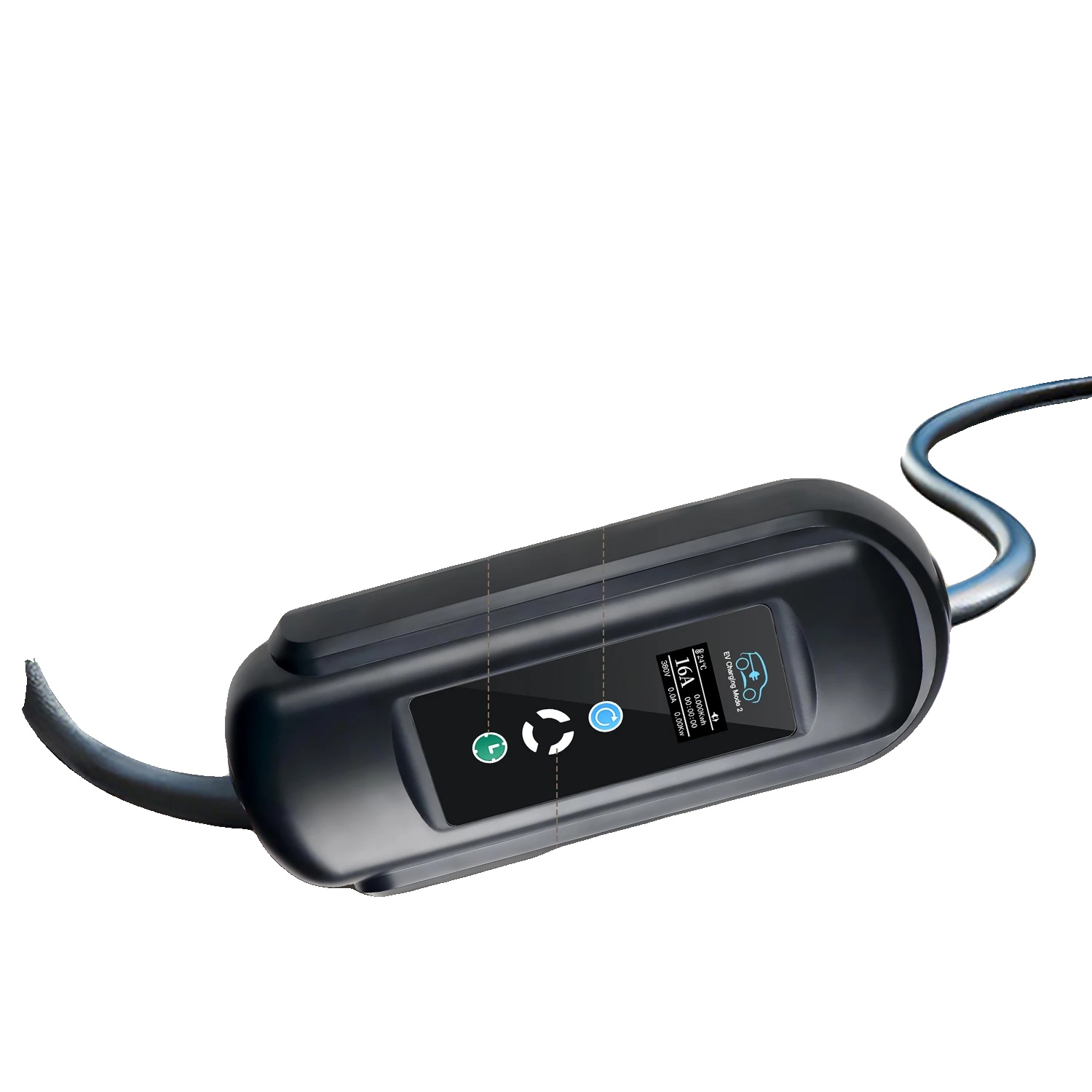 Tragbares Ev-ladegerät, 11kw Leistungsabgabe, Typ2 Steckerkompatibilität, Schwarz