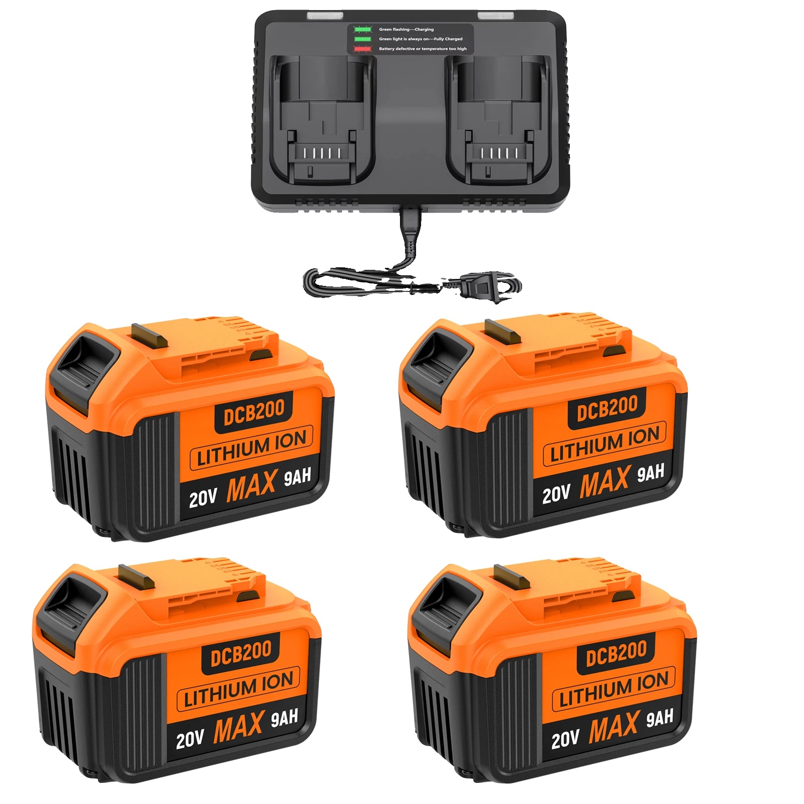 Akku Für Elektrowerkzeuge, Hohe Kapazität 9000mah, Dual-voltage-kompatibilität, 4bat 6aladegerät