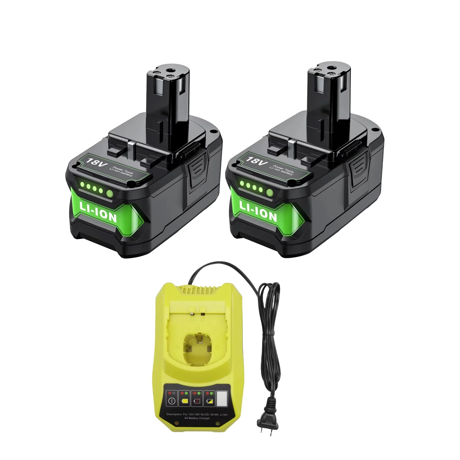 Wiederaufladbare Batterie, 9500mah Kapazität, Li-ion Technologie, Kompatibel Mit Ryobi, 2 Stk 1 Ladegerät