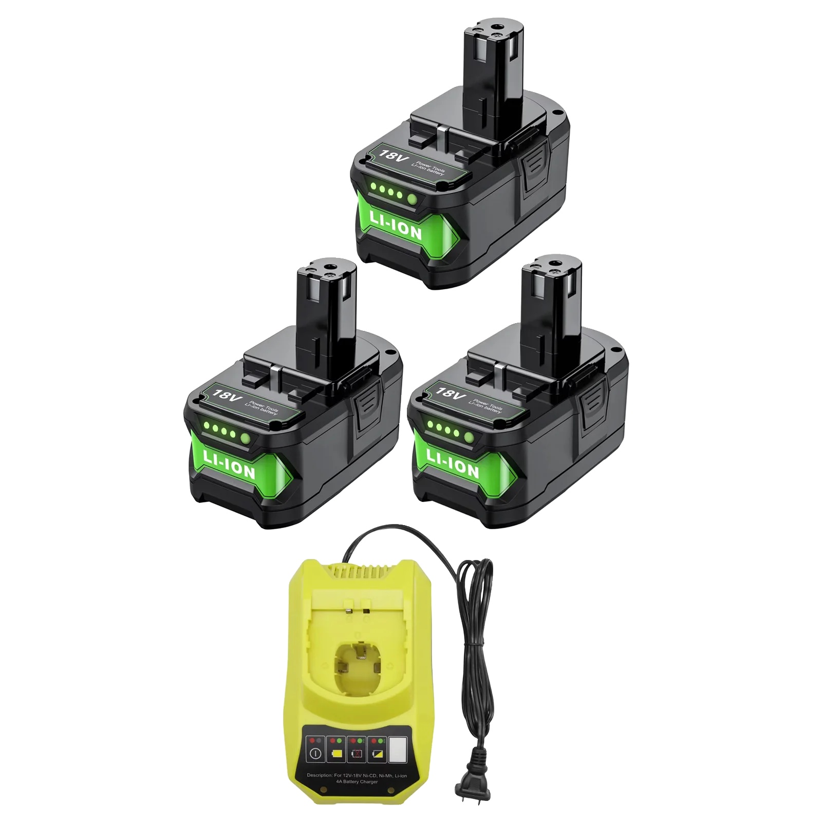 Wiederaufladbare Batterie, 9500mah Kapazität, Li-ion Technologie, Kompatibel Mit Ryobi, 3 Stk 1 Ladegerät