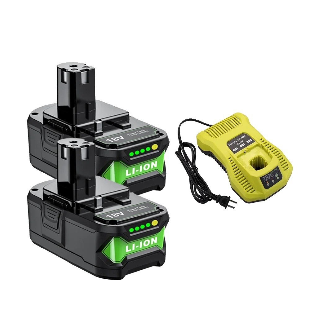 Lithium-ionen-batterie, 7000mah Kapazität, 18v Spannung, Kompatibel Mit Ryobi, 2 Batterien 1 Ladegerät
