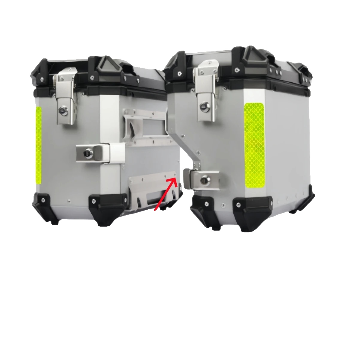 Motorrad-seitenkoffer, Schnellverschlussmechanismus, Wasserdichtes Design, Silberner Rechter Auspuff
