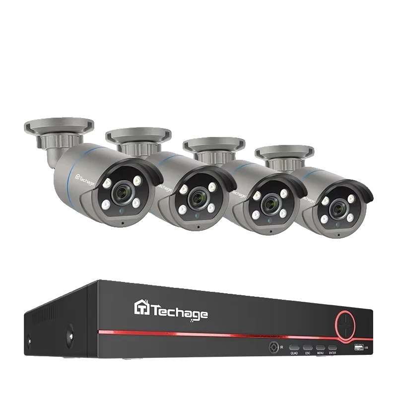Cctv-sicherheitsystem, 4mp Auflösung, Zwei-wege-audio, 8ch Nvr 4 Kameras, 1t, Eu Stecker-a