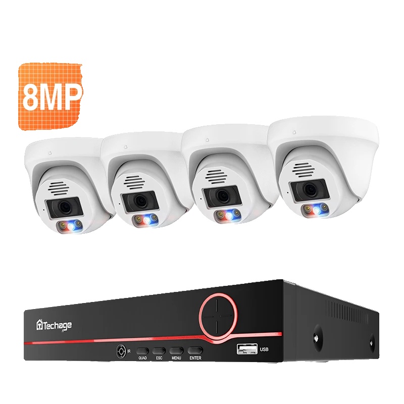 Cctv-system, 8mp Videoauflösung, Zwei-wege-audio, 8ch Nvr 4 Kamera 8mp, Eingebauter 4tb Hdd