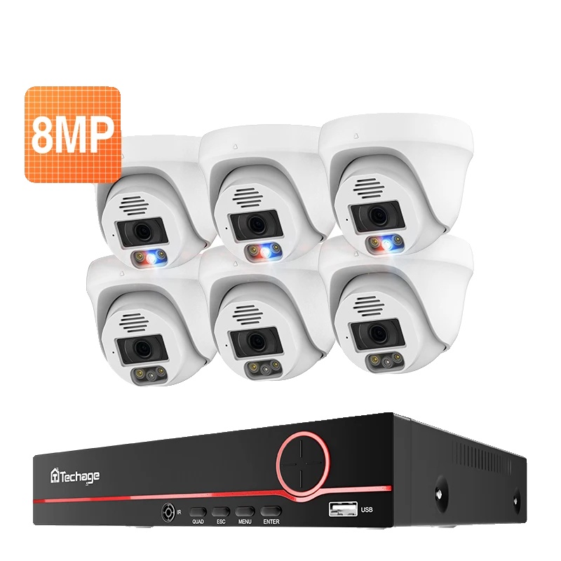 Cctv-system, 8mp Videoauflösung, Zwei-wege-audio, 8ch Nvr 6 Kamera 8mp-b, Eingebaute 1tb Hdd-a