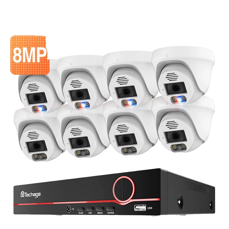 Cctv-system, 8mp Videoauflösung, Zwei-wege-audio, 8ch Nvr 8 Kamera 8mp-a, Eingebauter 3tb Hdd