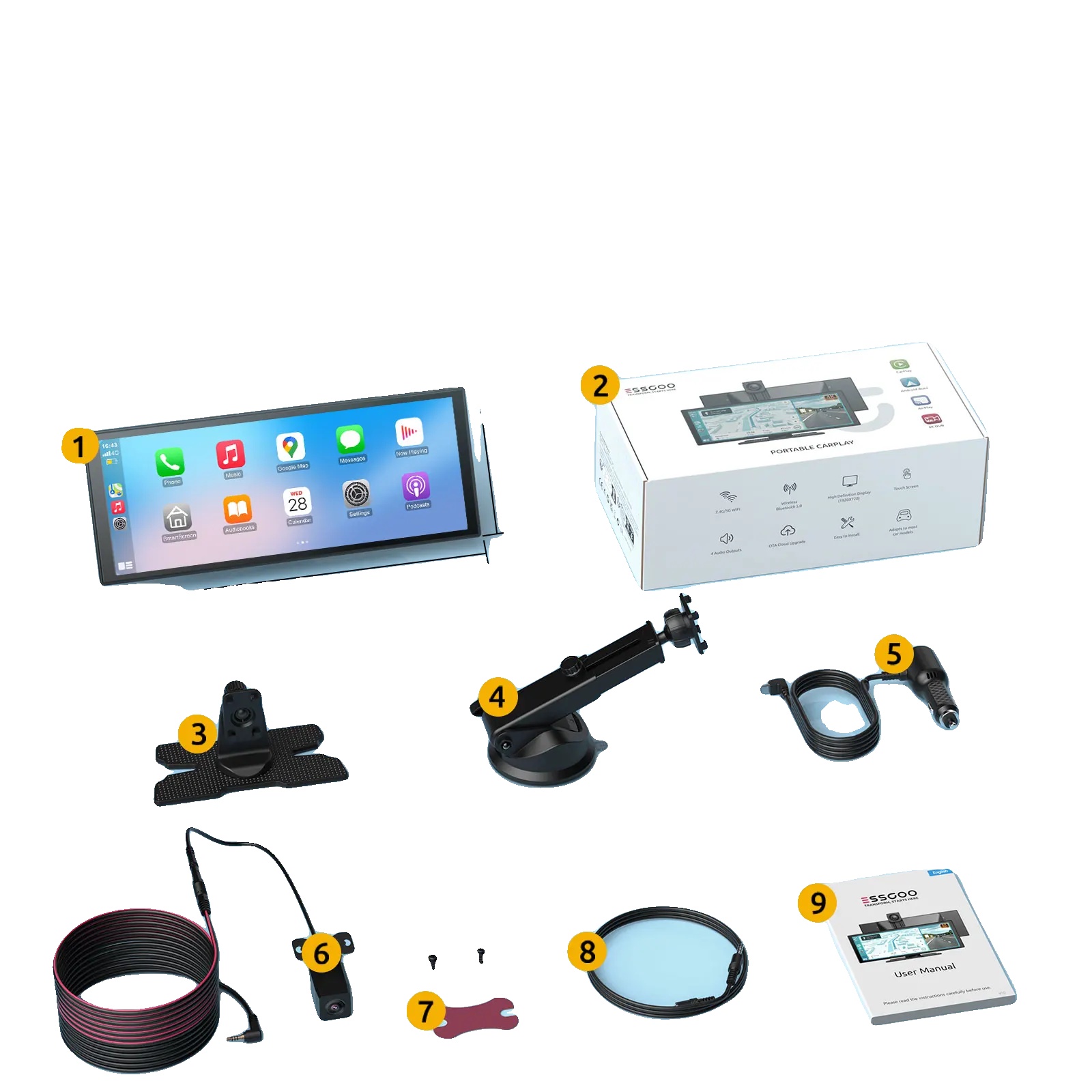 Carplay, Fahrrekorder, Dual-kamera-system, Drahtlose Konnektivität, 11,3 Zoll Carplay