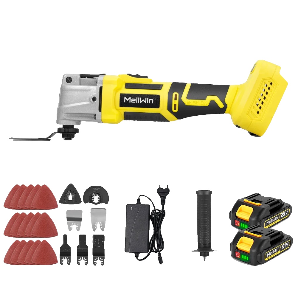 Multifunktionswerkzeug, Bürstenloser Motor, Einstellbare Geschwindigkeitsstufen, 2 Batterien Set