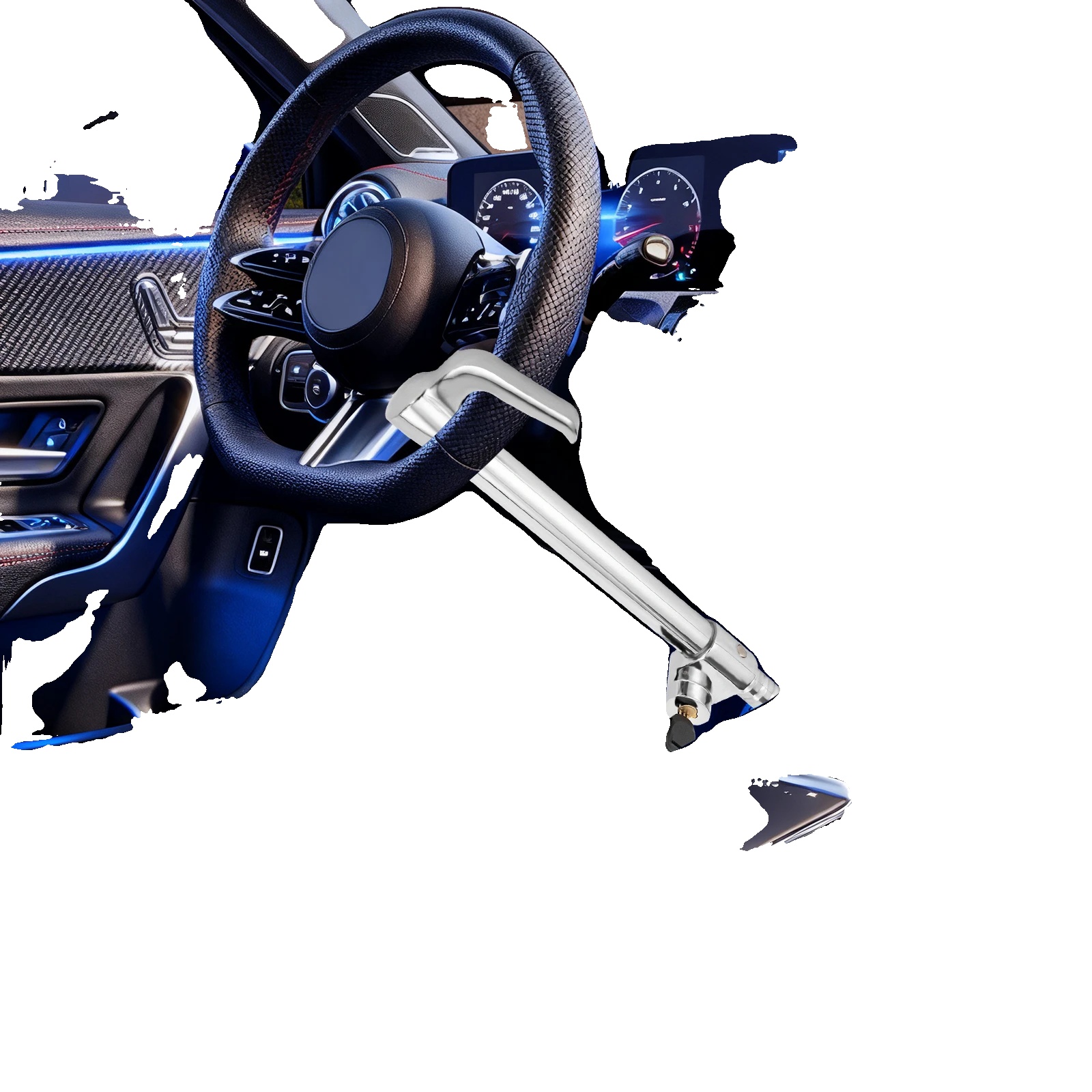 Lenkradschloss, Verstellbare Länge 35-85cm, Hakenöffnung 4cm, Anzahl Der Schlüssel 3, Doppelzylinder, Bruttogewicht 1,4kg