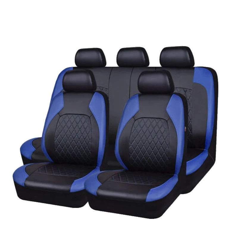Autositzbezüge, Wasserdichtes Pu-leder, Universelle Passform, Schwarz Blau