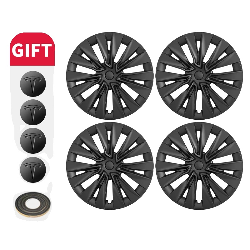 Radkappe, Vollranddesign, Einfache Snap-on-installation, Matte Schwarz, Tesla-a, Modell Y 19zoll-a