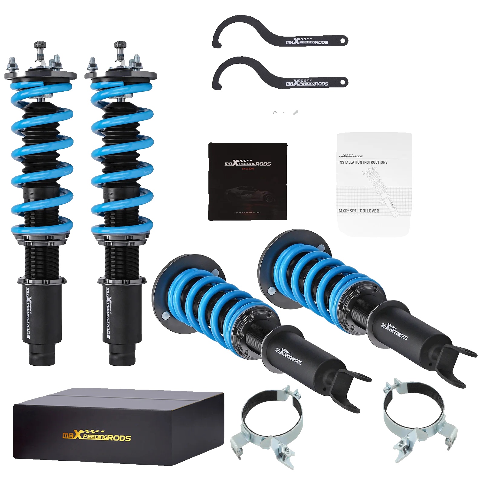 Gewindefahrwerk-kit, 24 Dämpfungsstufen, Einstellbare Höhe 1-3 Zoll, Vorderachsfederhärte 10 Kg/mm, Hinterachsfederhärte 7 Kg/mm, Kompatibel Mit