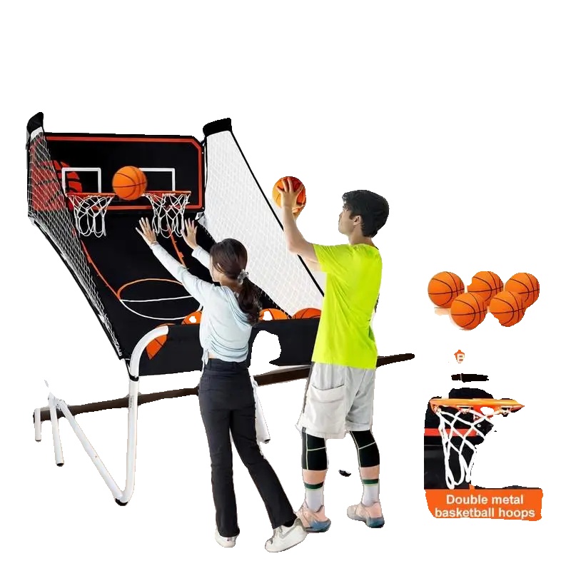 Basketball Arcade-spiel, Mdf- Und Nylon-konstruktion, 80 X 43 X 45 Zoll, Innen- Und Außenkompatibilität, Elektronisches Punktesystem, Einschließlich 5