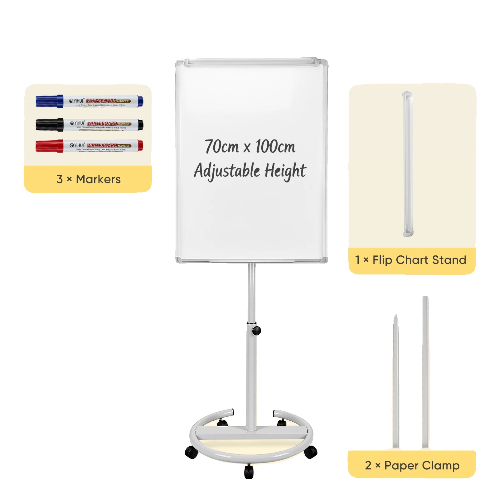 Flipchart-ständer, Höhenverstellbar, Magnetische Schreibfläche, Mit Kartonständer
