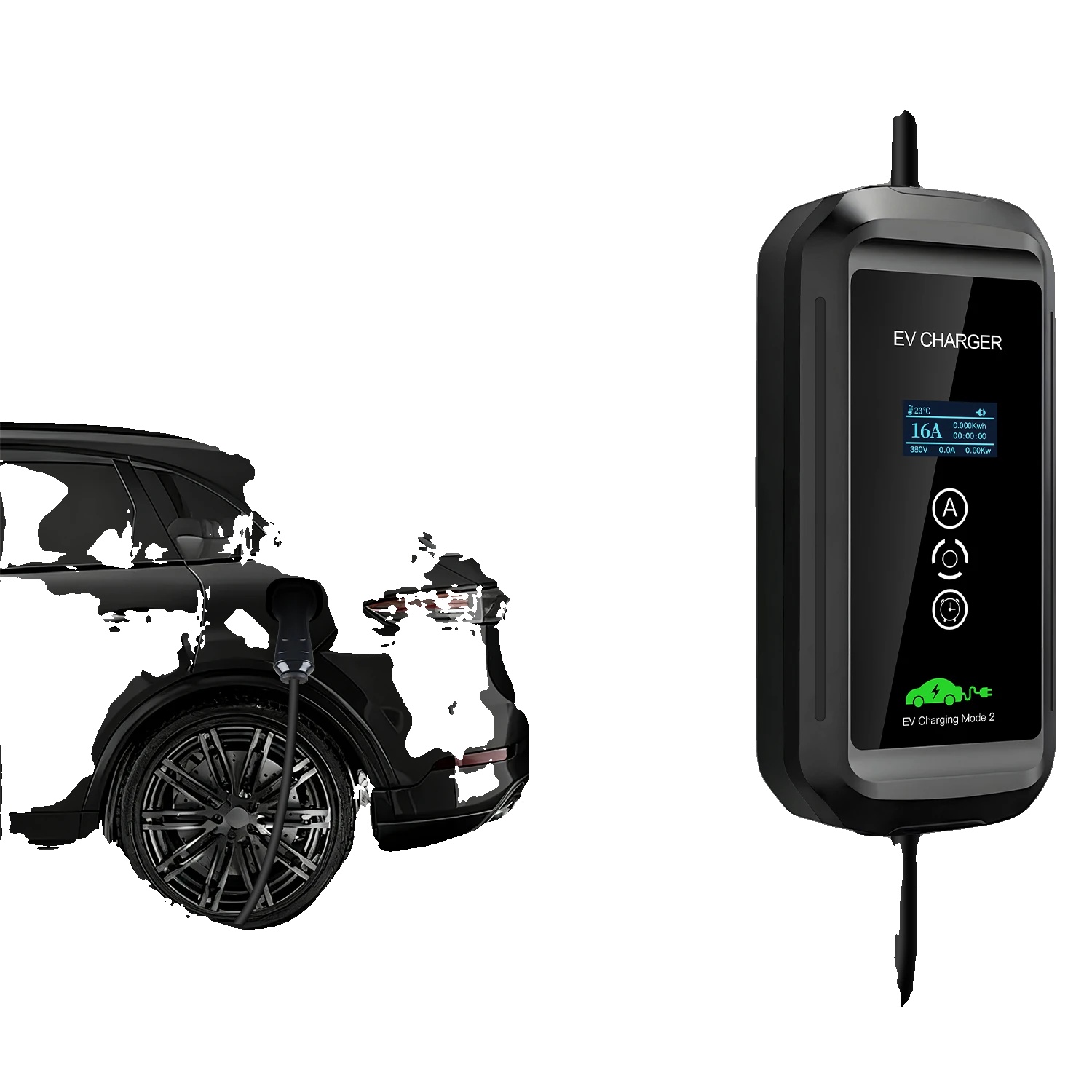 Tragbares Ev-ladegerät, 11kw Leistungsabgabe, 5m Kabellänge, Schwarz, Typ2
