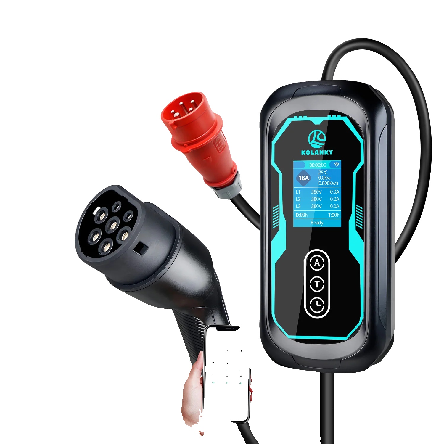 Ev-ladegerät, Tragbares Design, Flexible Timer-funktion, 11kw 5m Typ2