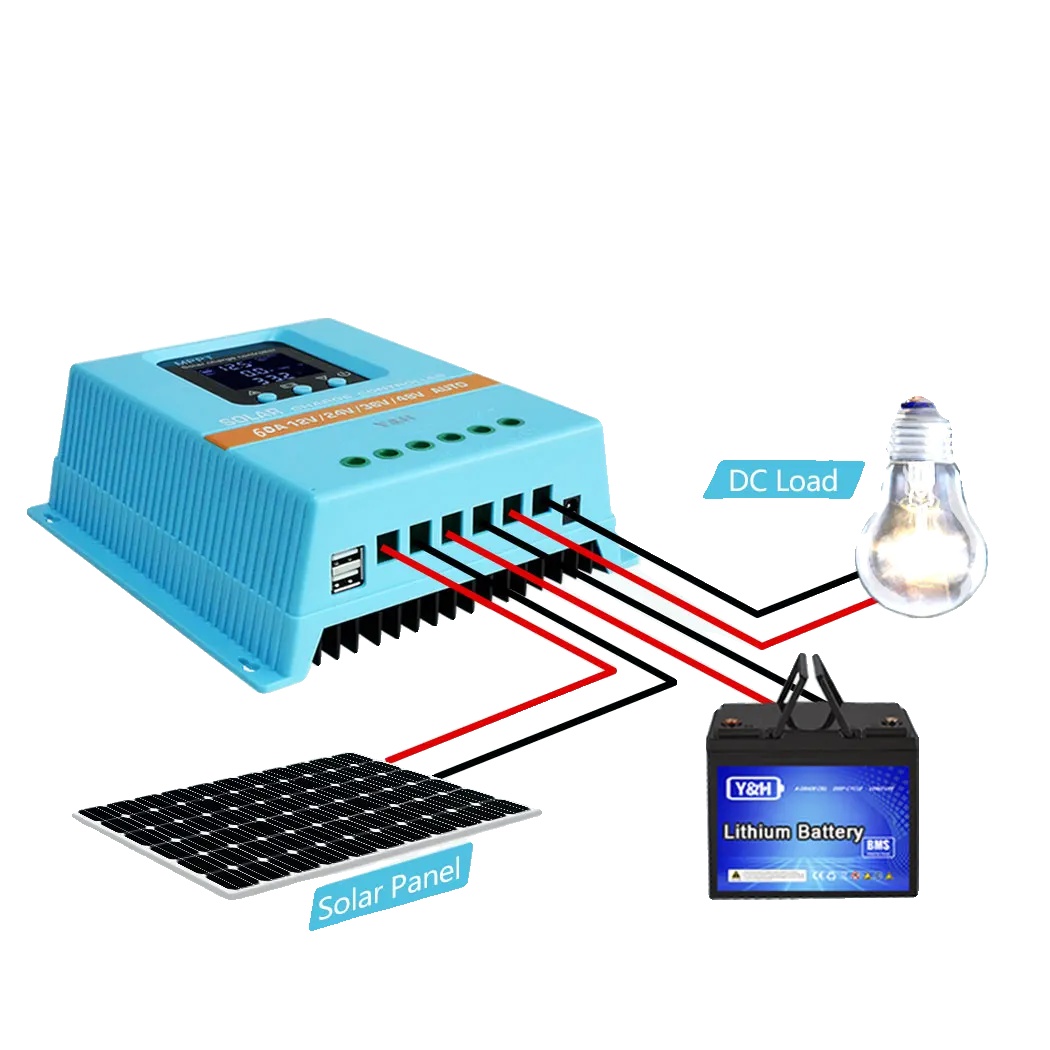 Solar-ladecontroller, Maximale Eingangsleistung 720w-4800w, Dual-usb-ports, 60a, 12v 24v 36v 48v
