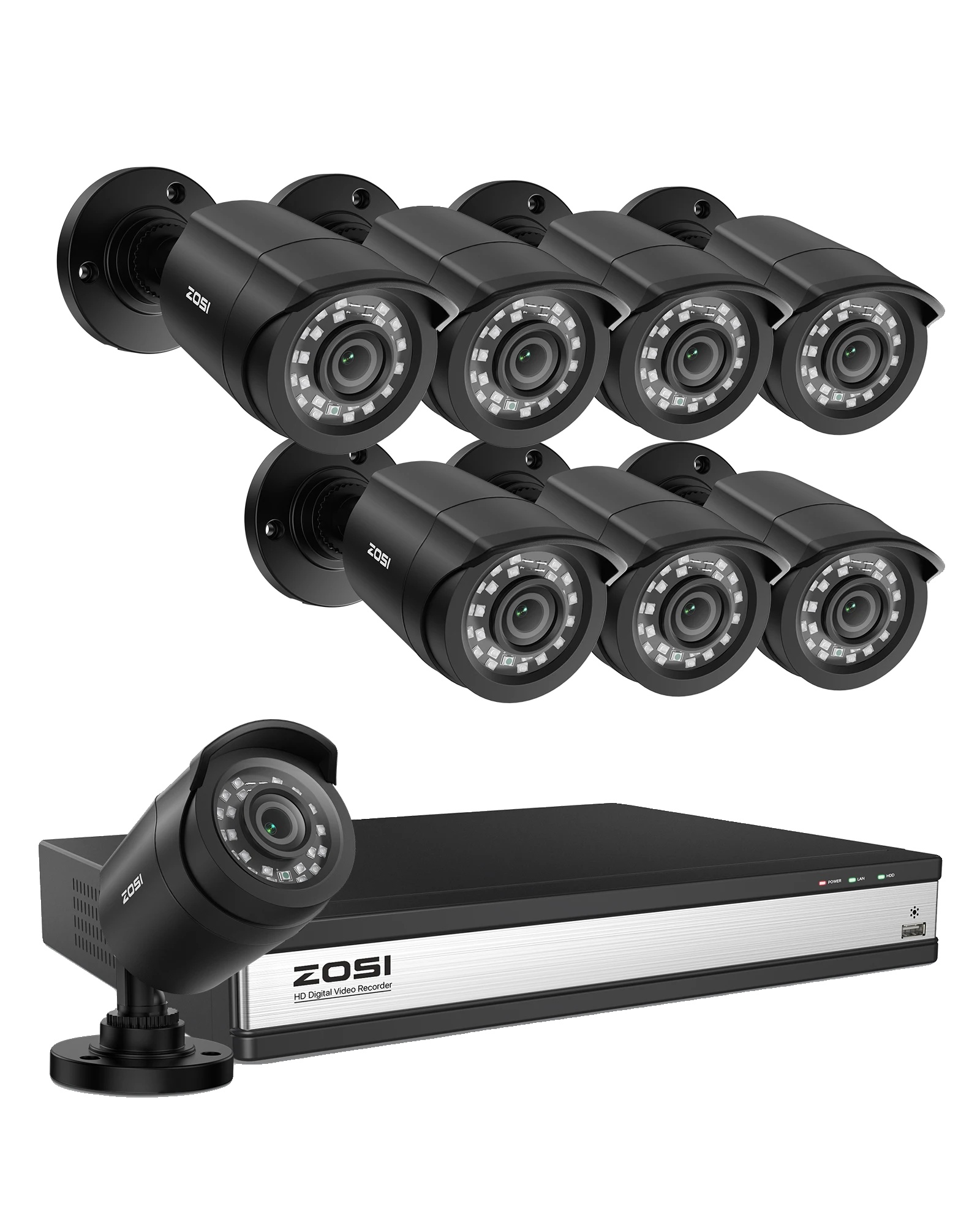 Sicherheitskamerasystem, 16-kanal-unterstützung, Ki-detektionstechnologie, 16ch Dvr 8 Kameras, Keine