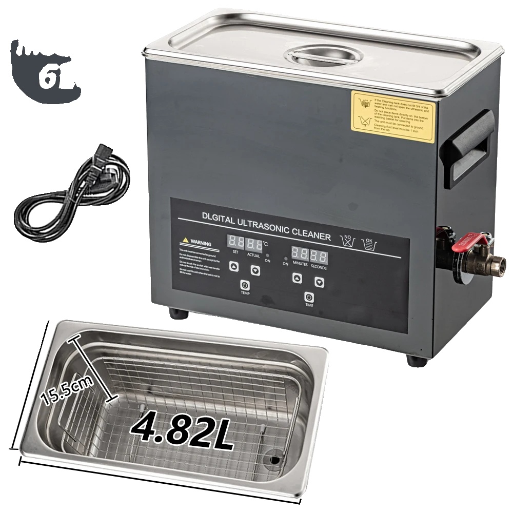 Ultraschallreiniger, Digitales Bedienfeld, Einstellbare Temperaturregelungen, 6l-180w-220v