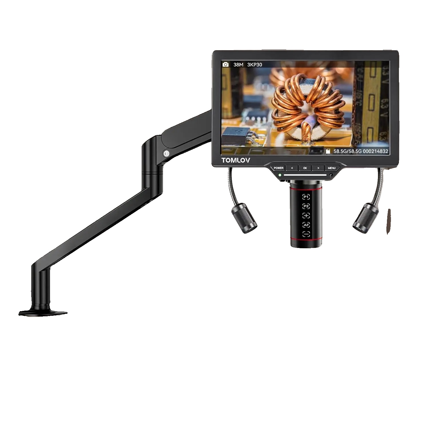 Digitalmikroskop, 3k Auflösung, 1500x-3000x Vergrößerung, 7-zoll Display, Hdmi-ausgang, Autofokus