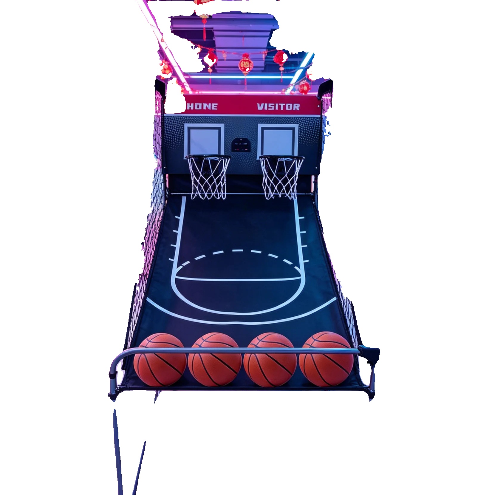 Basketball Arcade, Faltbares Design, 8 Spielmodi, 4 Basketballs Enthalten, Stahl- Und Mdf-konstruktion, Elektronischer Punktestand