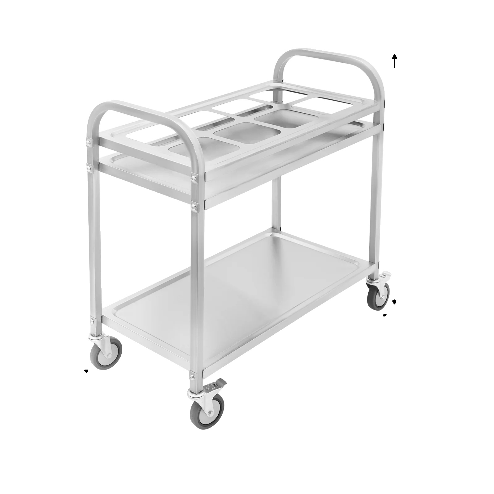 Servierwagen, Edelstahl, 2-stöckiges Design, Mittel